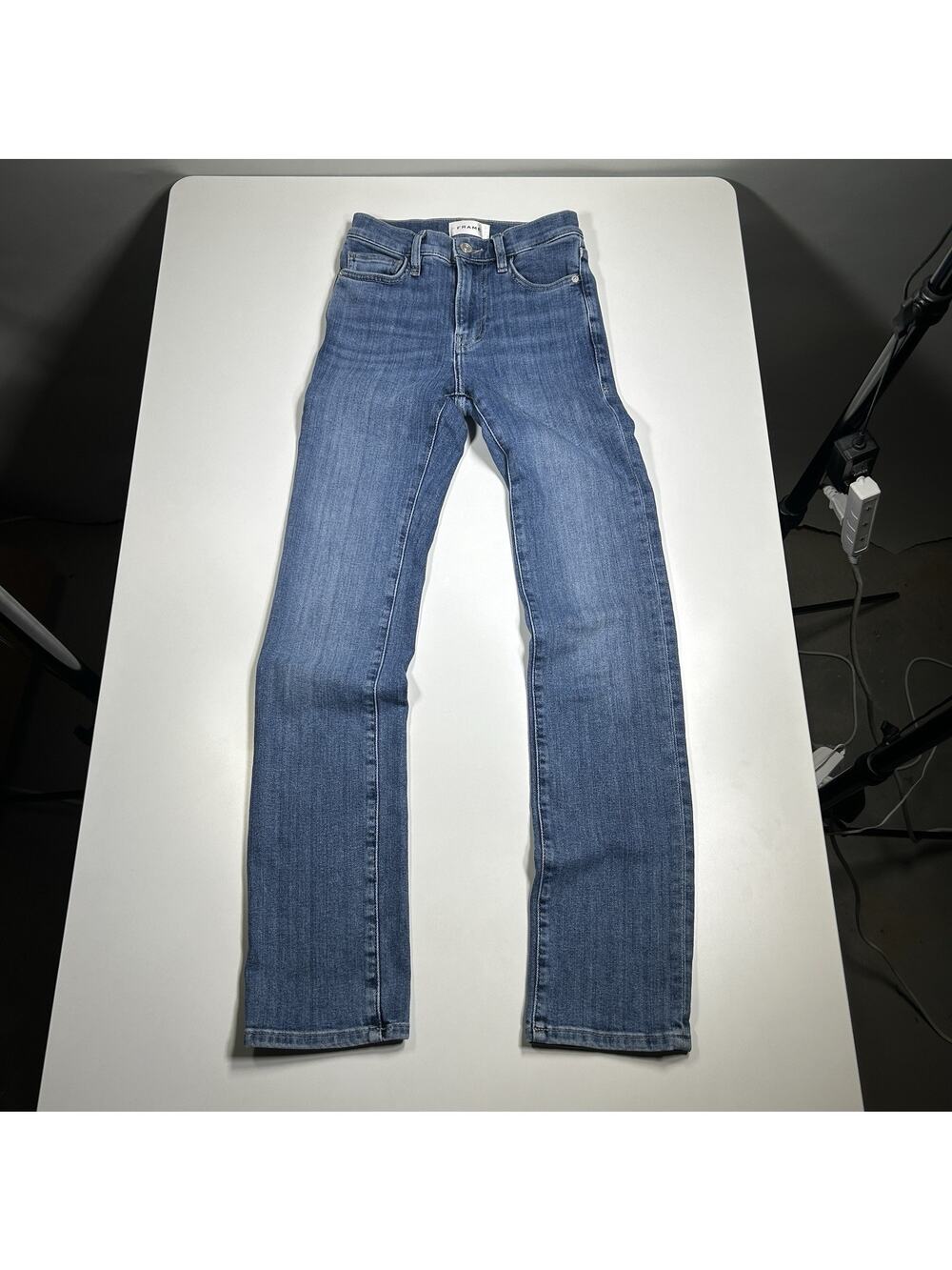 FRAME Le High Straight Long Jeans Women’s 23x30 Blue High Rise Straight Leg